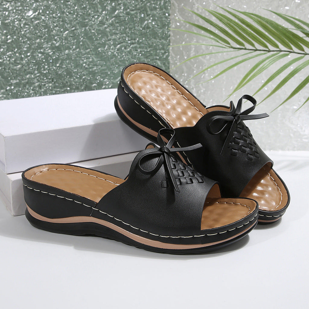 New Orthopedic Bow Wedge-heeled Platform Slippers