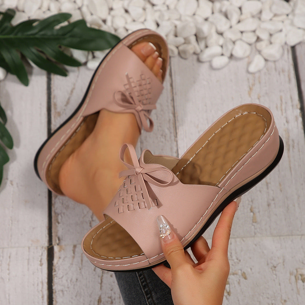 New Orthopedic Bow Wedge-heeled Platform Slippers