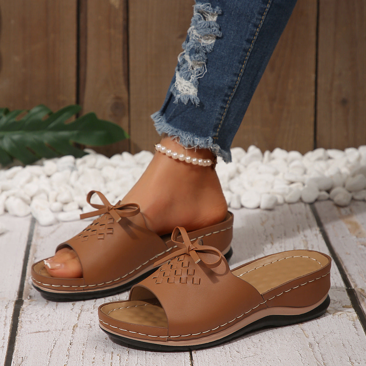 New Orthopedic Bow Wedge-heeled Platform Slippers