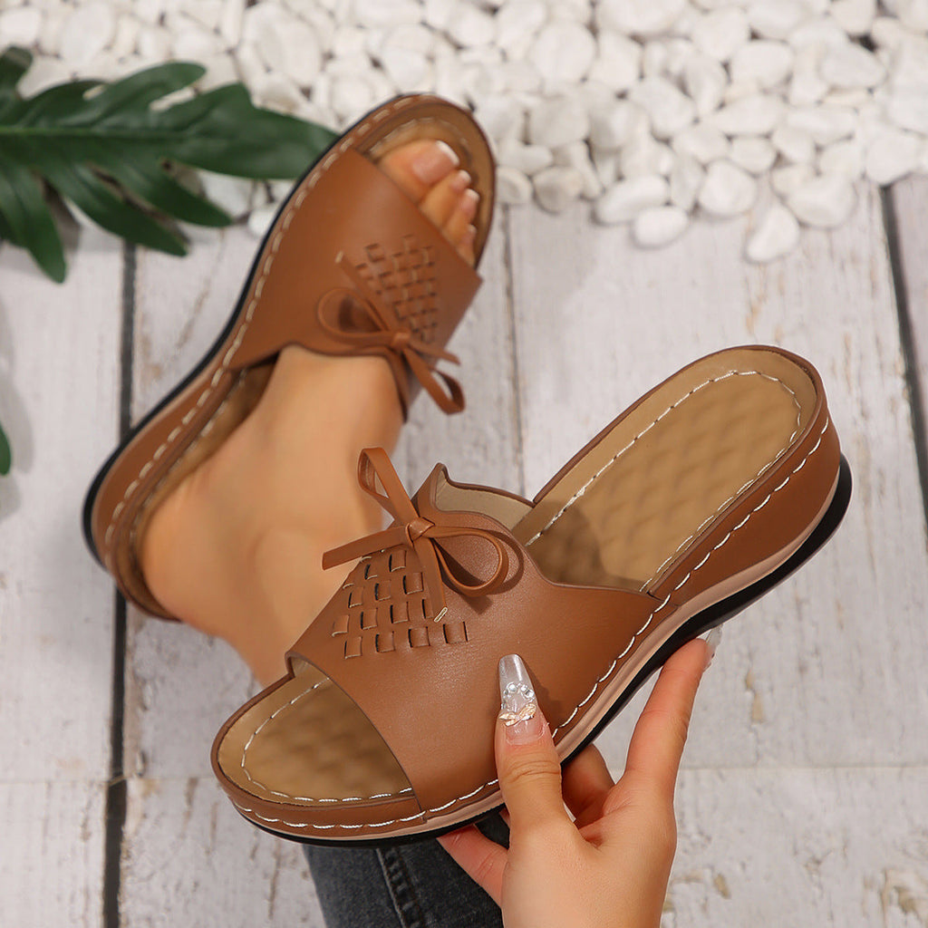 New Orthopedic Bow Wedge-heeled Platform Slippers