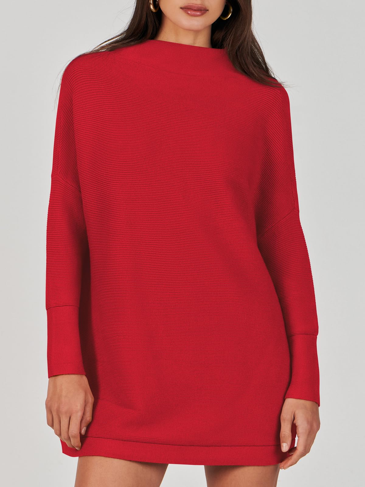 Women's Mock Neck Slouchy Knit Tunic Sweaters (Buy 2 Free Shipping)