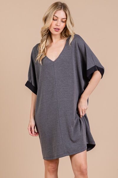 Ces Femme V-Neck Half Sleeve Dress