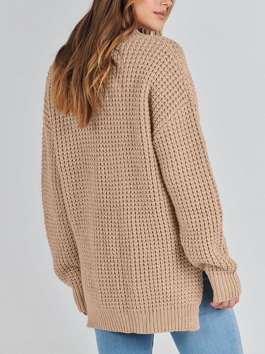 Women's Waffle Side Slit Knit Sweater (Buy 2 Free Shipping)