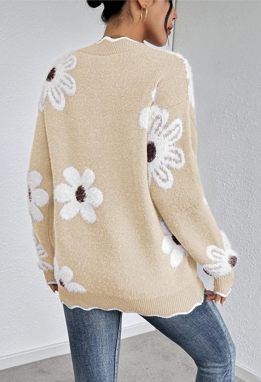 Women's Oversized V Neck Floral Sweater (Buy 2 Free Shipping)