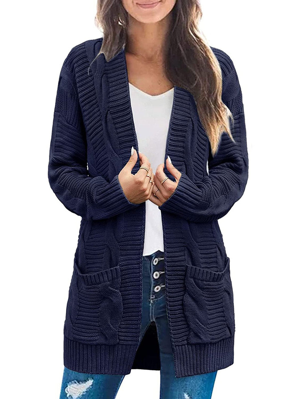 Women's Long Sleeve Cable Knit Cardigan Sweaters