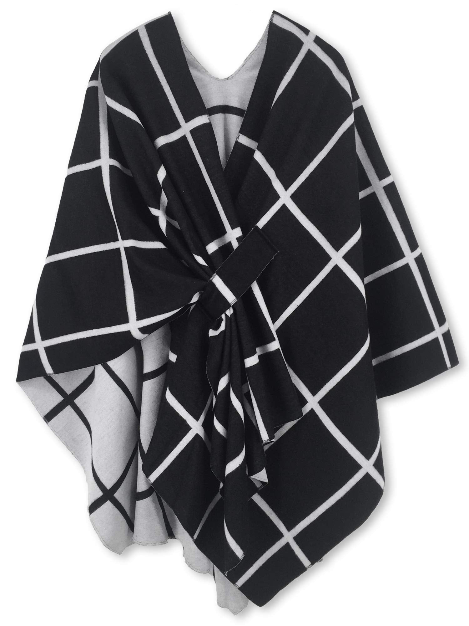 Women's Windowpane Reversible Capes Cardigan Shawls (Buy 2 Free Shipping)