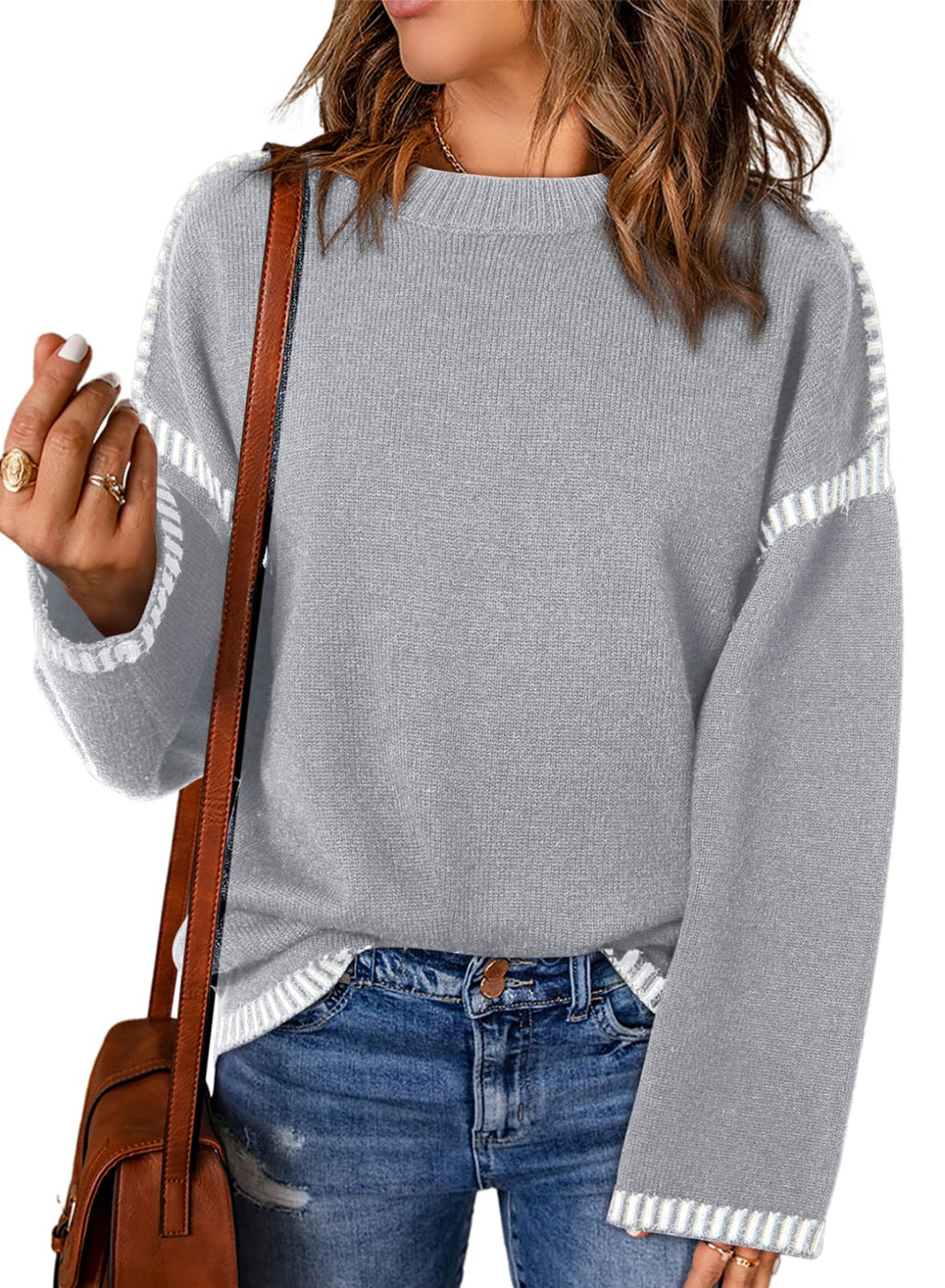 Women's Contrast Cable Knit Pullover Sweater (Buy 2 Free Shipping)