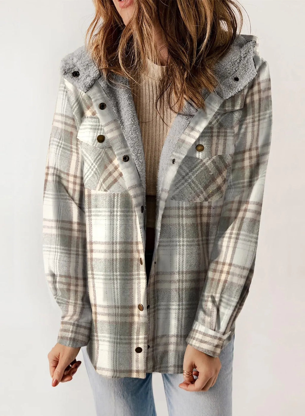 Women's Flannel Plaid Fleece Hooded Jacket (Buy 2 Free Shipping)
