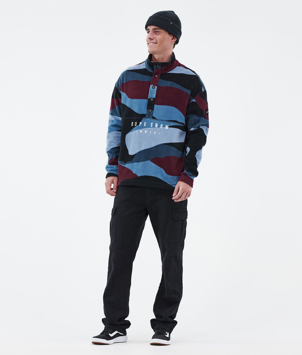 Fleece Sweater For Men Shards Burgundy Blue