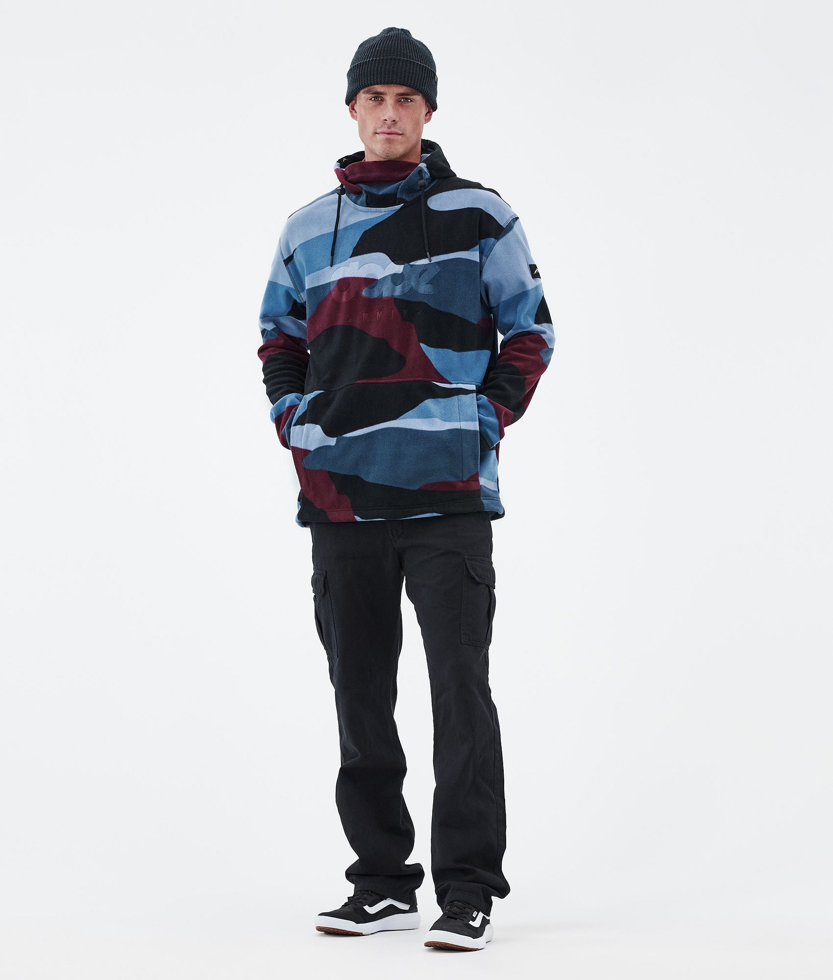 Fleece Hoodie For Men Shards Burgundy Blue