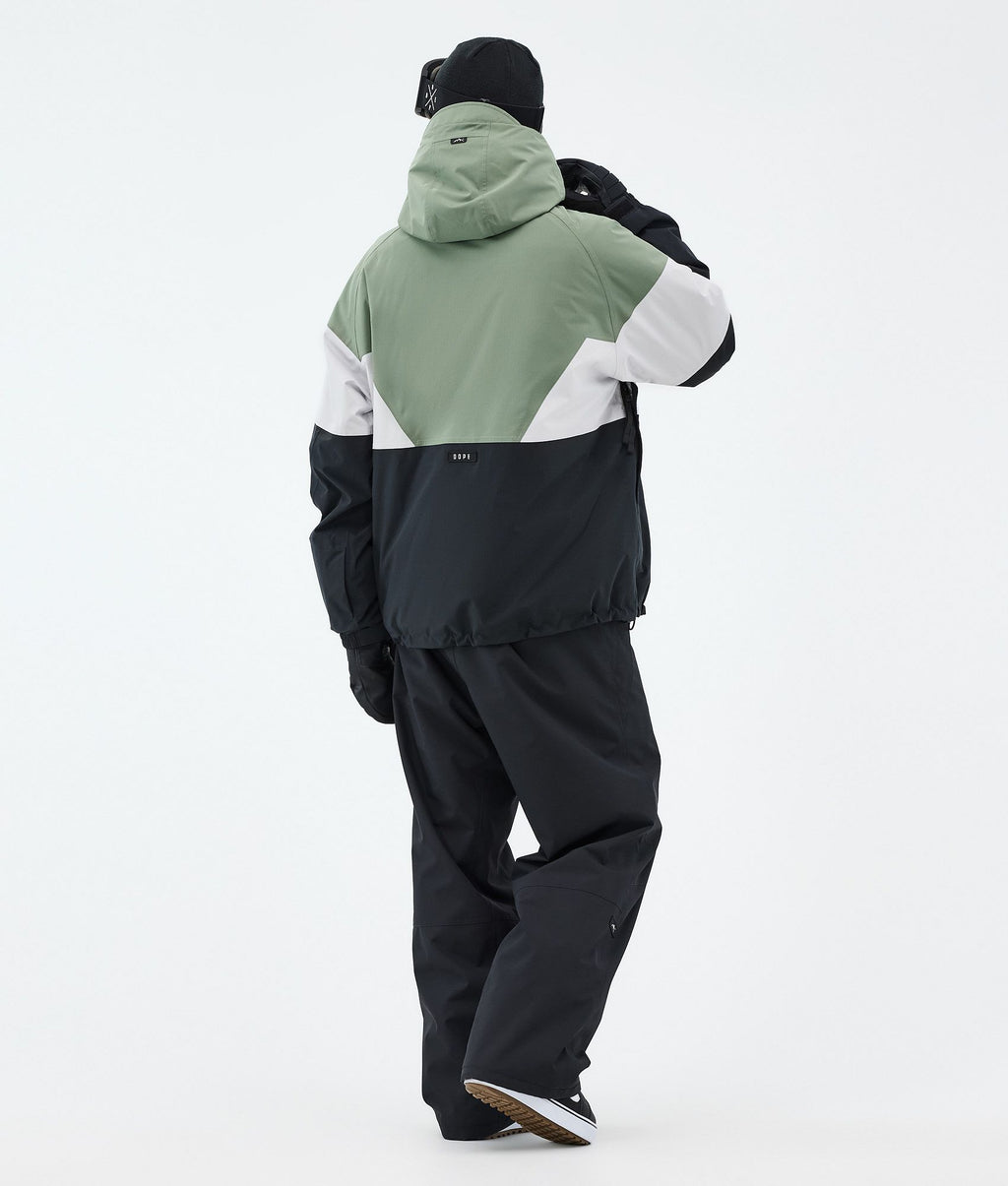 Snowboard Jacket For Men Sport Moss Green/Light Grey/Black