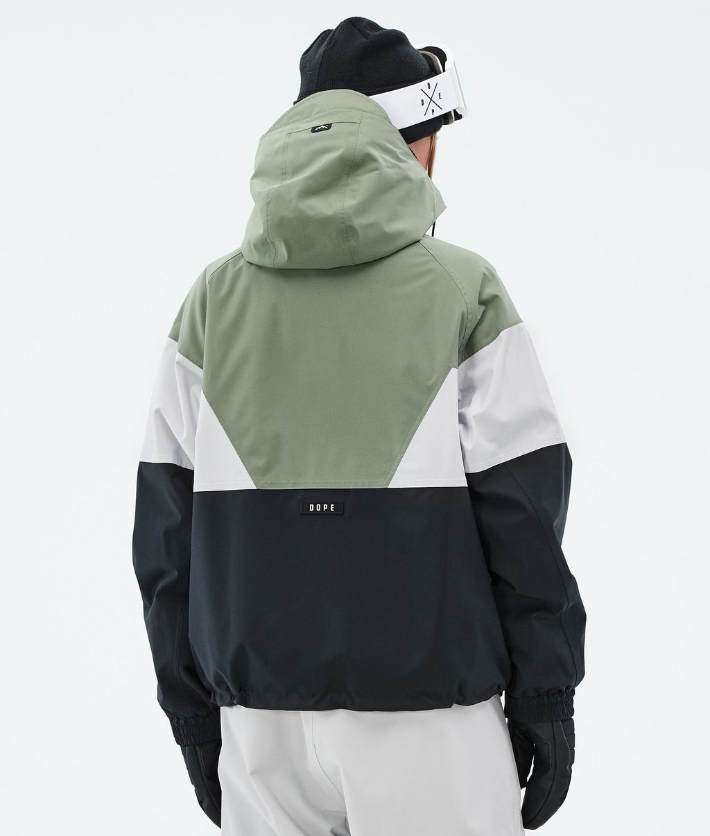 Snowboard Jacket For Women Sport Moss Green/Light Grey/Black