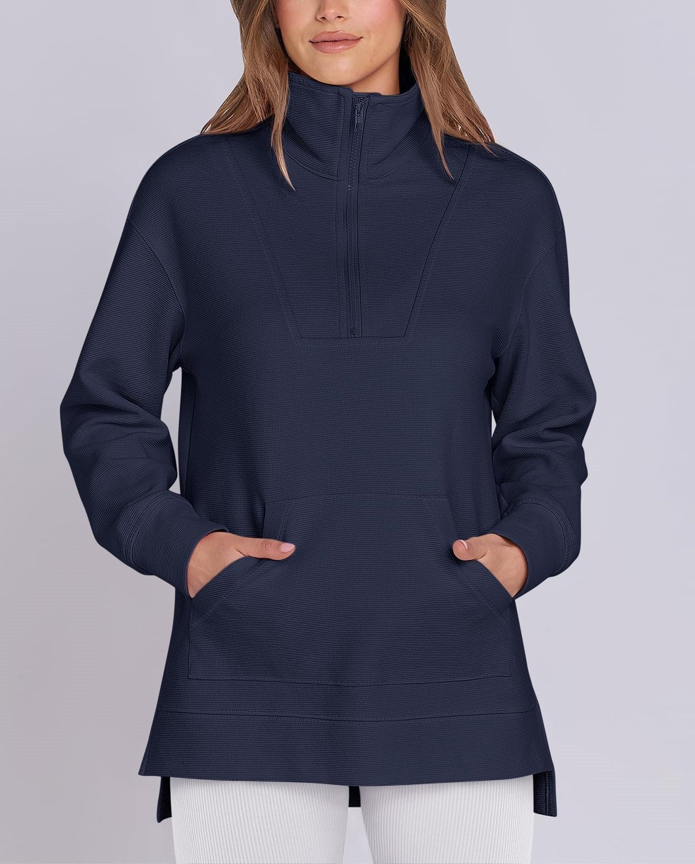 Women's Quarter Zip Oversized Knit Pullover (Buy 2 Free Shipping)
