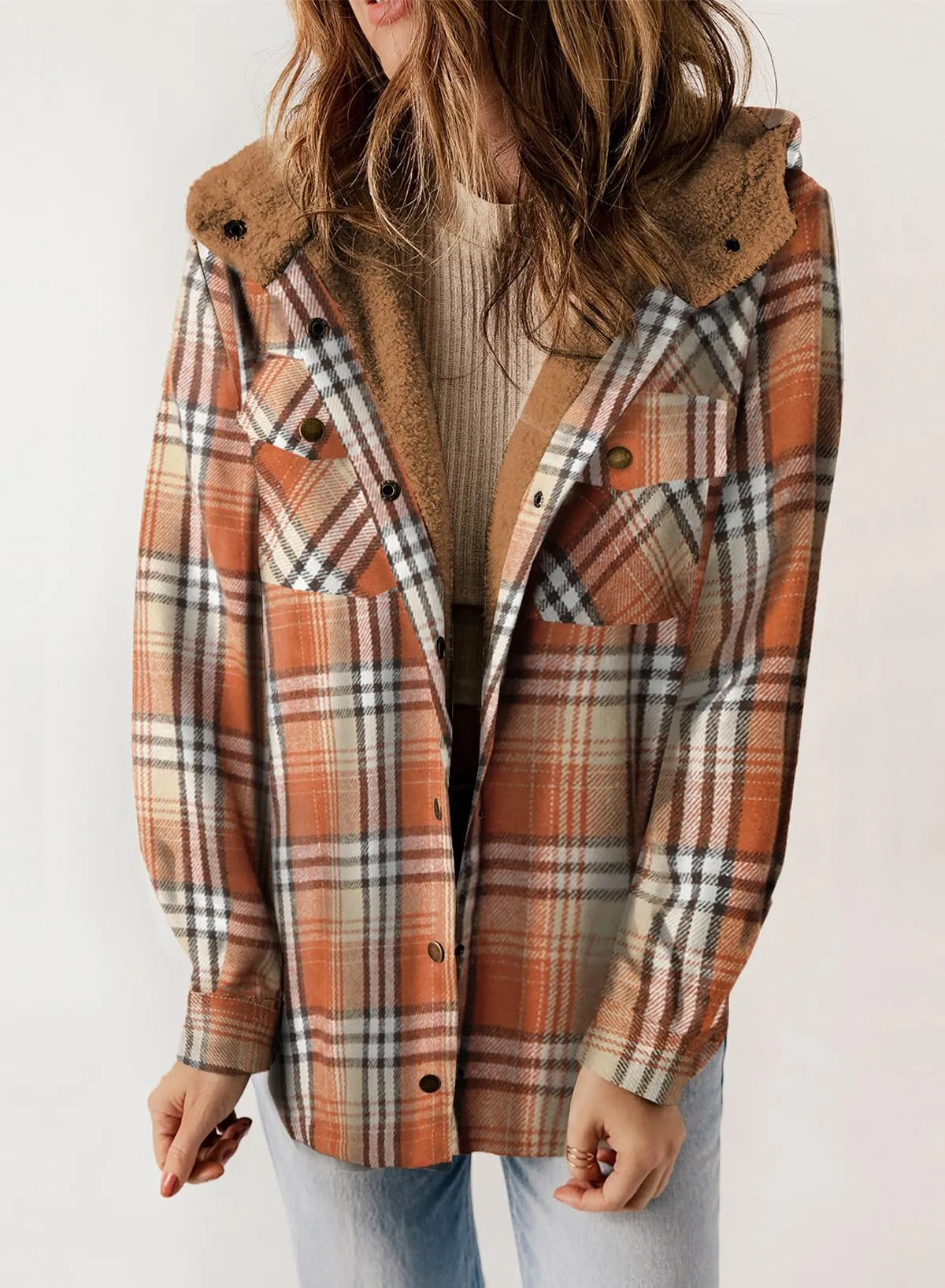 Women's Flannel Plaid Fleece Hooded Jacket (Buy 2 Free Shipping)