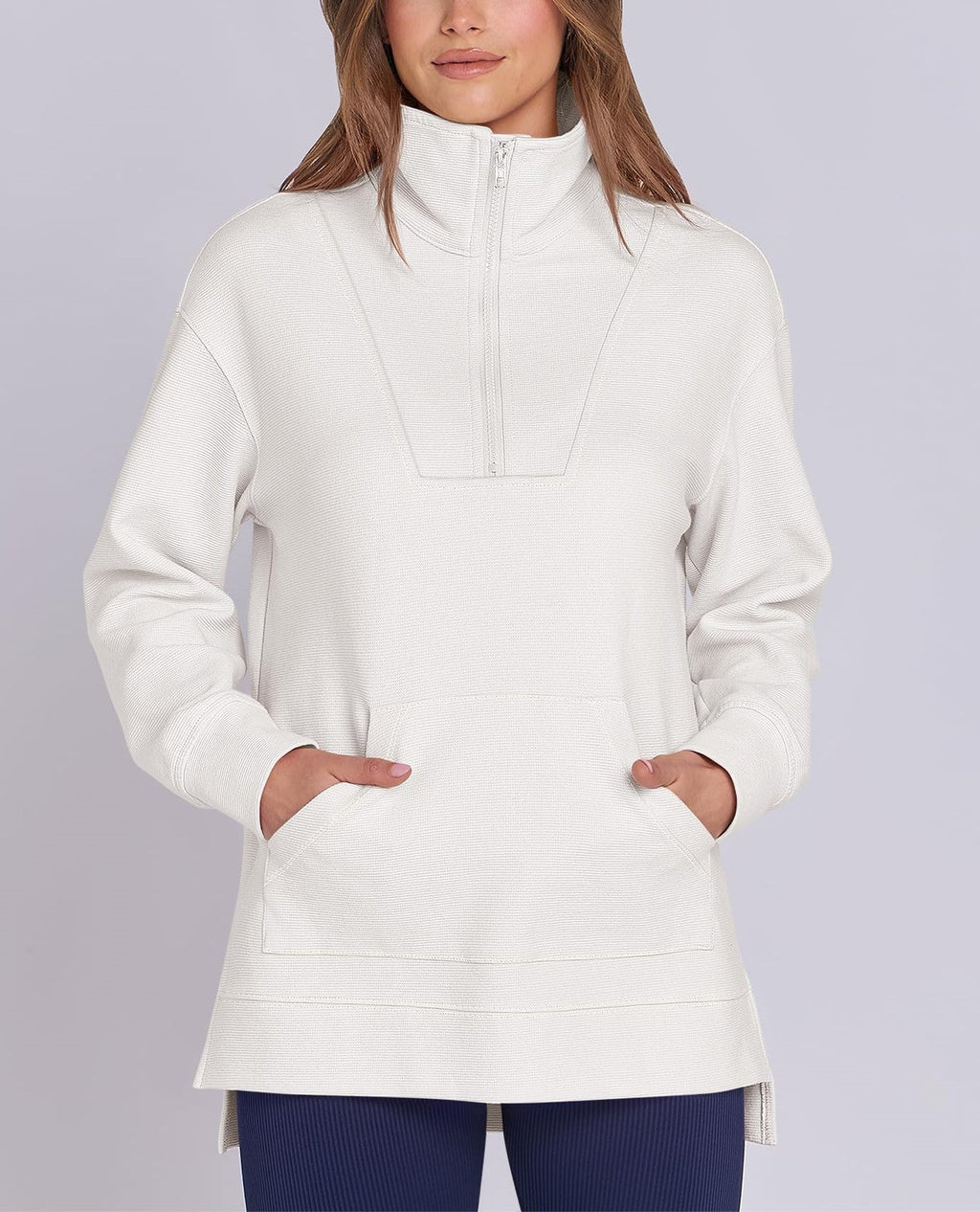 Women's Quarter Zip Oversized Knit Pullover (Buy 2 Free Shipping)