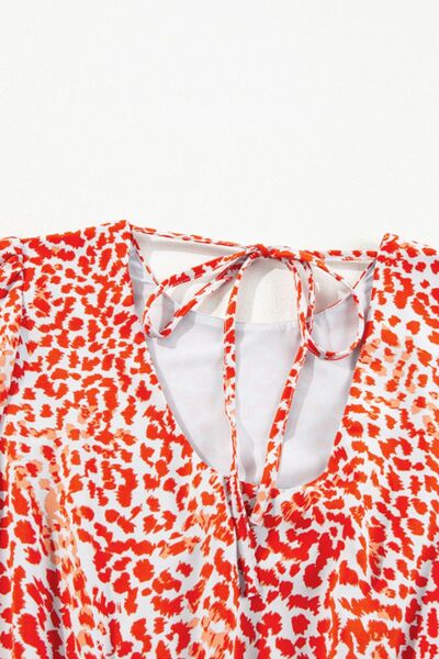 Slit Tied Printed Round Neck Mini Dress