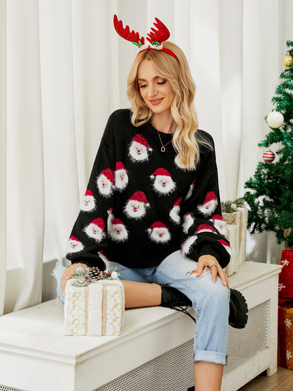 Women's Christmas Jumper With Santa Face Design